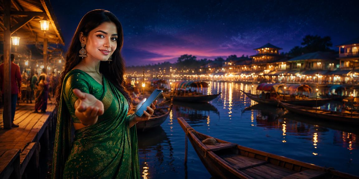 সিলেটে শাড়ি পরিহিতা নারী মোবাইলে k801 পেমেন্ট করছেন এবং ব্যক্তিগত তথ্য সুরক্ষিত রাখছেন